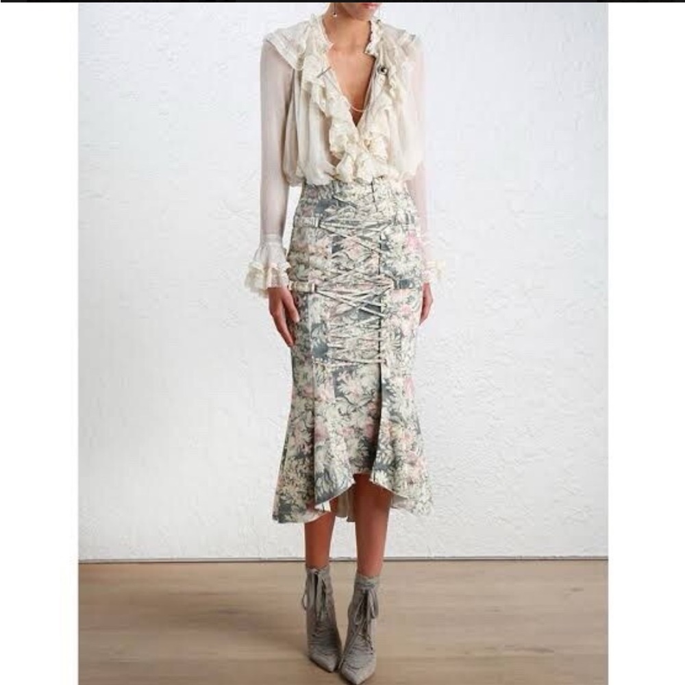 Zimmermann Cavalier floral midi Skirt